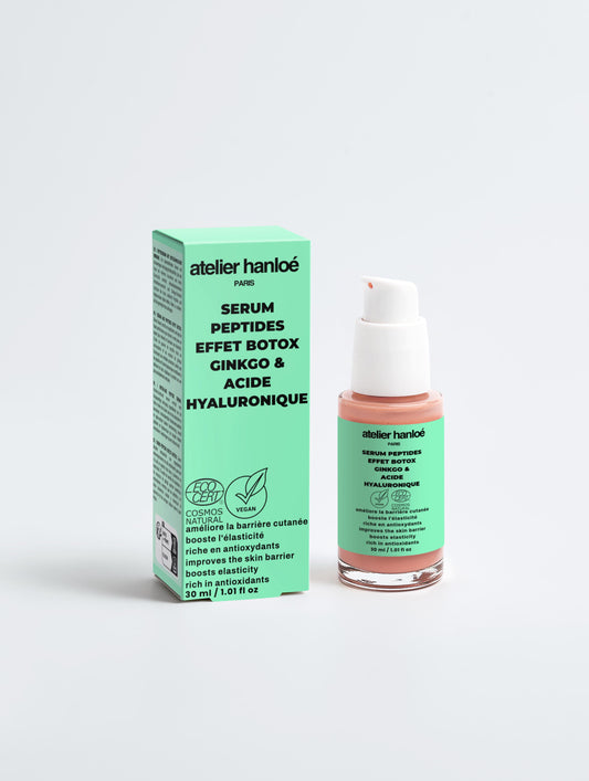 Anti-âge - Sérum aux peptides effet Botox - booste l'élasticité - ginkgo & acide hyaluronique - 30ml